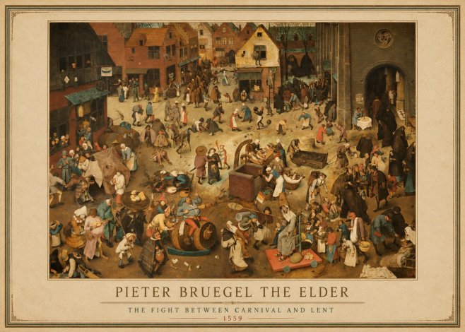 Pieter Bruegel The Fight Between Carnival and Lent III No1 - Affiche