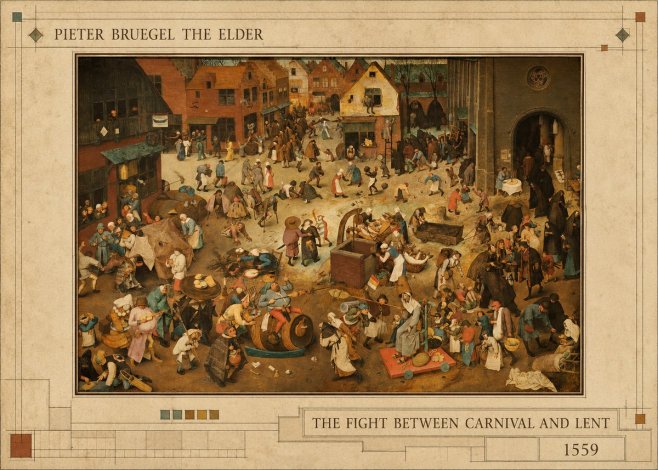 Pieter Bruegel The Fight Between Carnival and Lent III No4 - Affiche