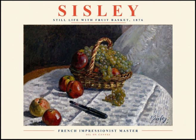 Sisley Still Life with Fruit Basket No2 - Affiche