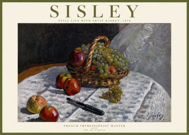 Sisley Still Life with Fruit Basket No4 - Affiche