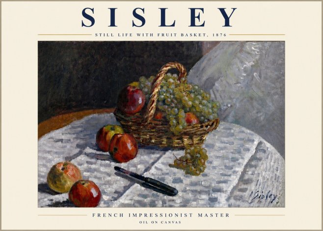 Sisley Still Life with Fruit Basket No5 - Affiche