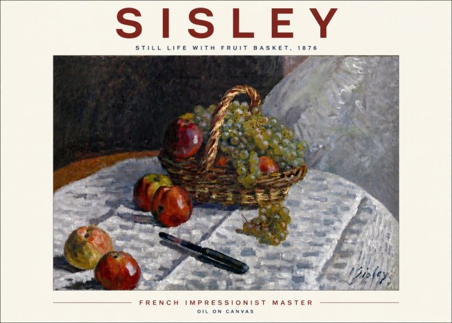 Sisley Still Life with Fruit Basket No6 - Affiche