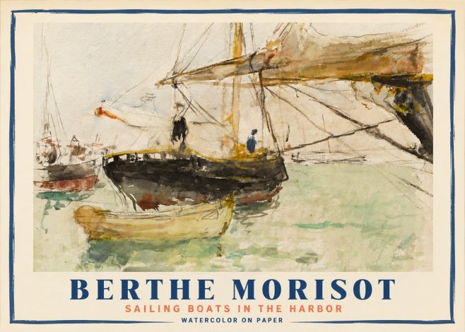 Berthe Morisot Sailing Boats in the Harbor No3 - Affiche