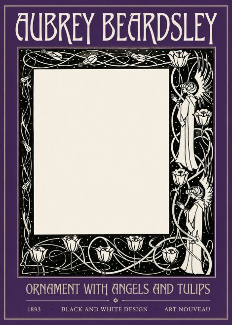 Aubrey Beardsley Ornament with Angels and Tulips No2 - Affiche