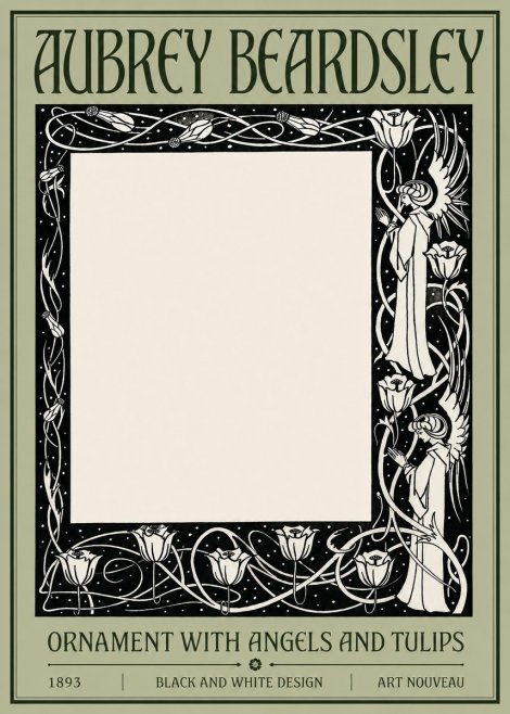 Aubrey Beardsley Ornament with Angels and Tulips No4 - Affiche