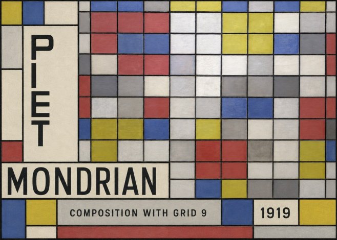 Piet Mondrian Composition with Grid 9 No6 - Affiche