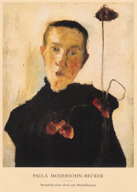 Paula Modersohn-Becker Brustbild Einer Frau Mit Mohnblumen No5 - Affiche