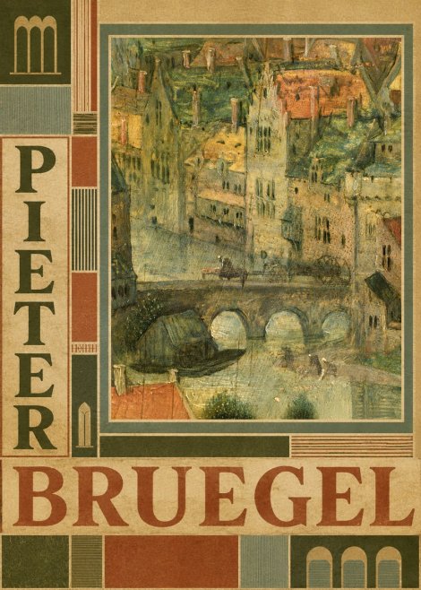 Pieter Bruegel Cityscape with Bridge No3 - Affiche