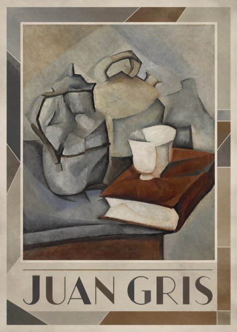 Juan Gris Still Life with Book and Vessels No1 - Affiche