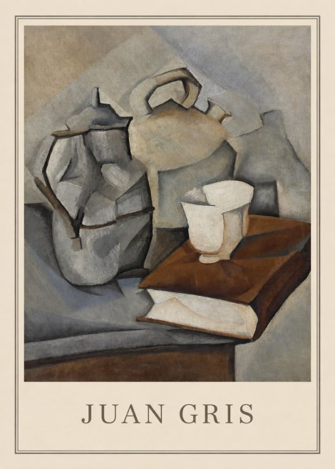 Juan Gris Still Life with Book and Vessels No3 - Affiche