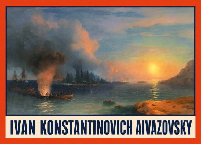 Ivan Konstantinovich Aivazovsky Battle of Chesma No2 - Affiche