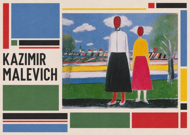 Kazimir Malevich Two Figures No2 - Affiche