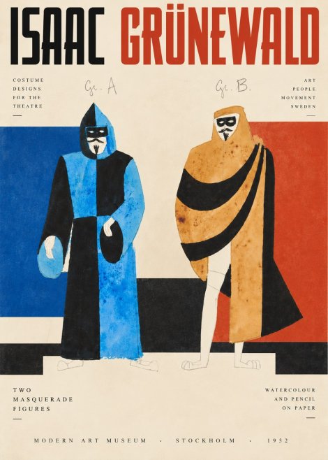 Isaac Grünewald Two Masquerade Figures - Costume Sketch No3 - Affiche