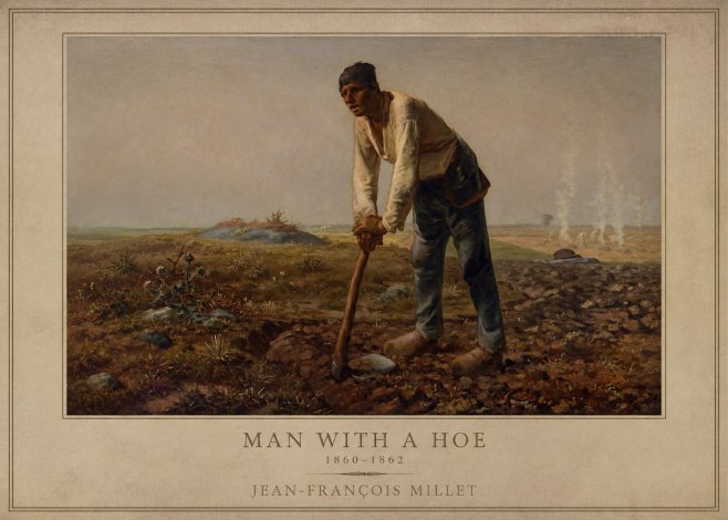 Jean-François Millet Man with a Hoe No1 - Affiche