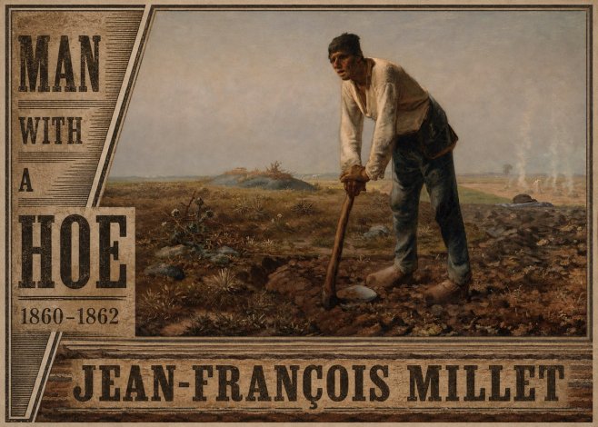 Jean-François Millet Man with a Hoe No5 - Affiche