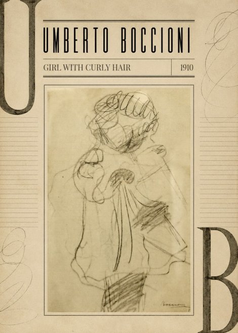 Umberto Boccioni Girl with Curly Hair No3 - Affiche