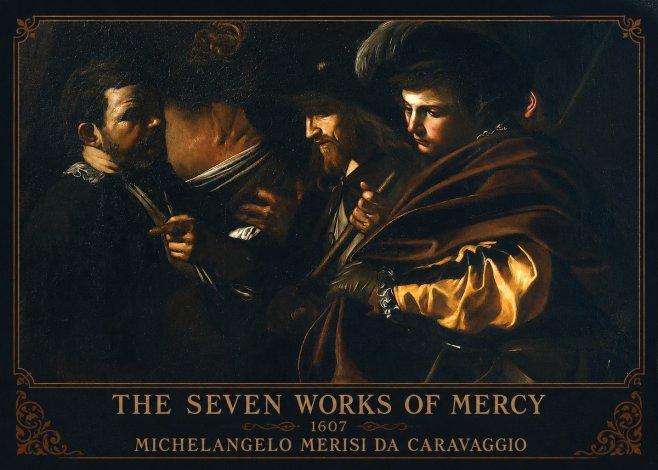 Michelangelo Merisi da Caravaggio The Seven Works of Mercy VI No1 - Affiche
