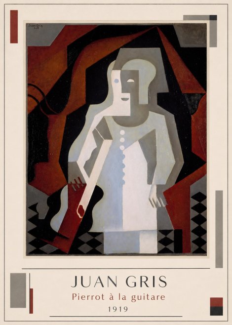 Juan Gris Pierrot À La Guitare No2 - Affiche