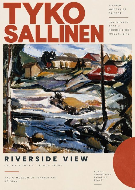 Tyko Sallinen Riverside View No6 - Affiche