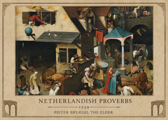 Pieter Bruegel Netherlandish Proverbs VII No1 - Affiche