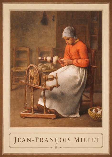 Jean-François Millet Woman Spinning No1 - Affiche
