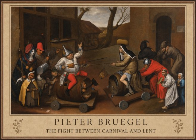 Pieter Bruegel The Fight Between Carnival and Lent IV No1 - Affiche