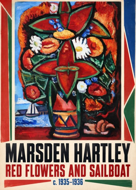 Marsden Hartley Red Flowers and Sailboat No1 - Affiche