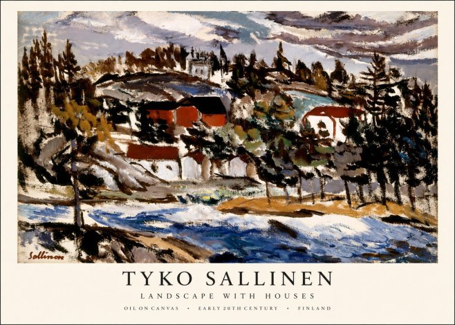 Tyko Sallinen Landscape with Houses No1 - Affiche