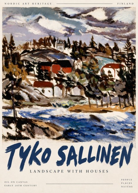 Tyko Sallinen Landscape with Houses No5 - Affiche