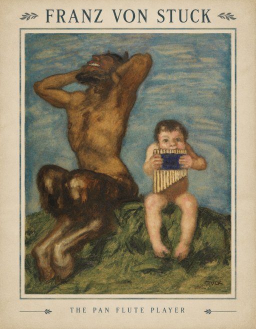 Franz von Stuck Laughing Faun and Playing Putto No5 - Affiche