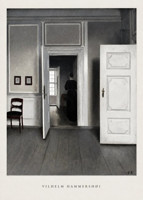 Vilhelm Hammershøi Interior with a Woman Seen from Behind No6 - Affiche