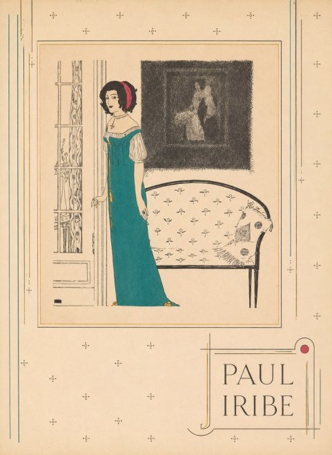 Paul Iribe Woman in Teal Gown No3 - Affiche