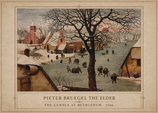 Pieter Bruegel The Census at Bethlehem V No1 - Affiche