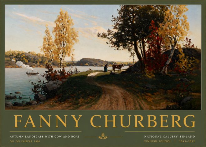 Fanny Churberg Autumn Landscape with Cow and Boat No6 - Affiche