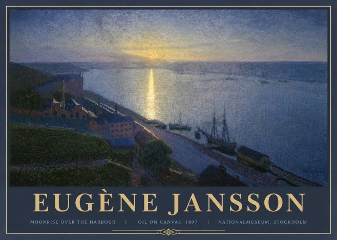 Eugène Jansson Moonrise over the Harbour No6 - Affiche
