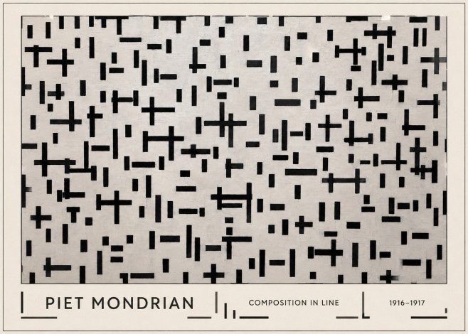 Piet Mondrian Composition in Line No1 - Affiche