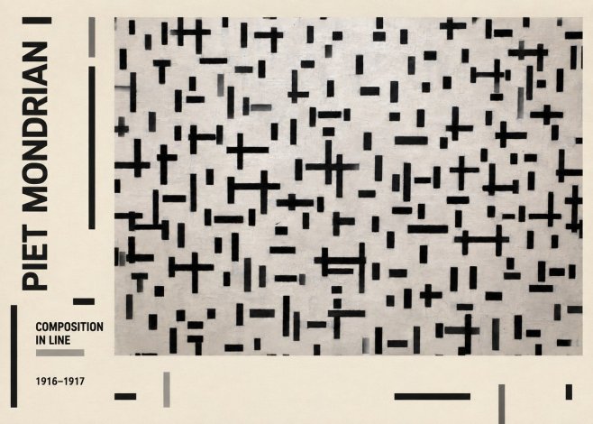 Piet Mondrian Composition in Line No2 - Affiche