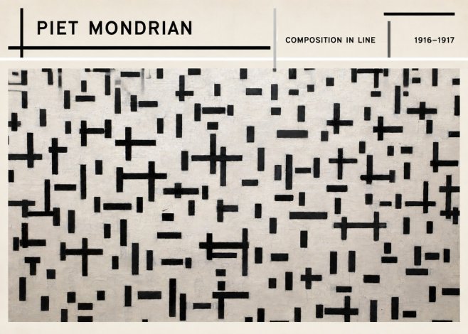 Piet Mondrian Composition in Line No3 - Affiche