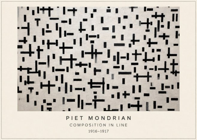 Piet Mondrian Composition in Line No4 - Affiche