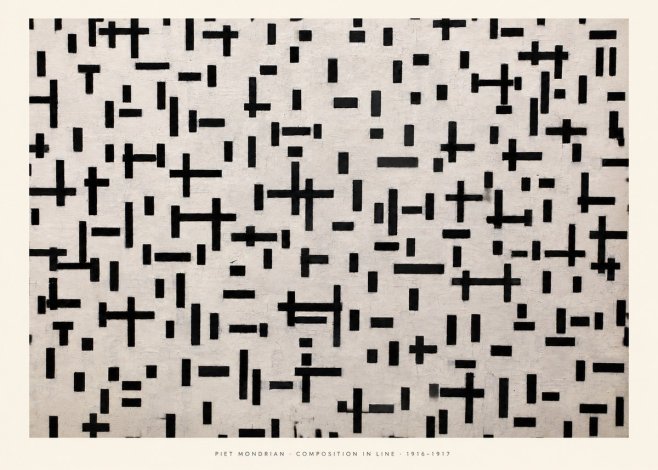 Piet Mondrian Composition in Line No5 - Affiche