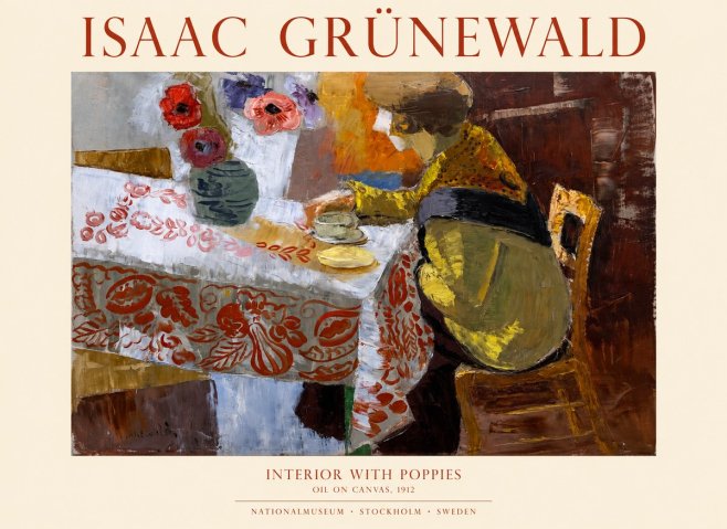 Isaac Grünewald Interior with Poppies No1 - Affiche