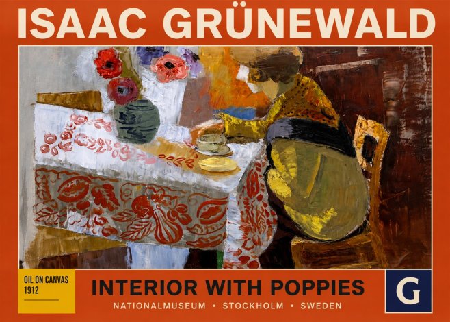 Isaac Grünewald Interior with Poppies No3 - Affiche