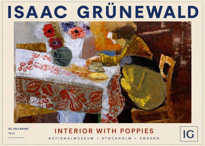 Isaac Grünewald Interior with Poppies No4 - Affiche