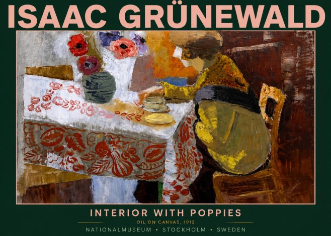 Isaac Grünewald Interior with Poppies No5 - Affiche