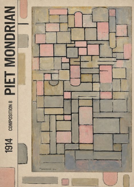 Piet Mondrian Composition 8 No5 - Affiche