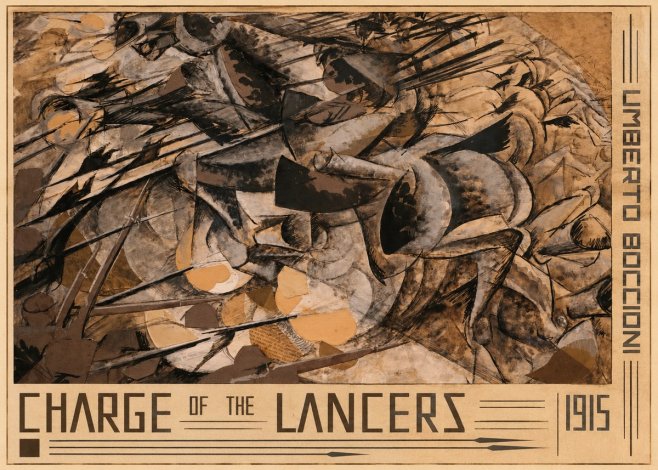 Umberto Boccioni Charge of the Lancers No5 - Affiche