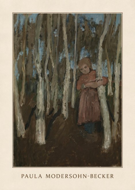 Paula Modersohn-Becker Girl in a Birch Forest No3 - Affiche