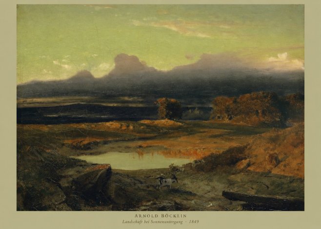 Arnold Böcklin Landschaft Bei Sonnenuntergang No2 - Affiche