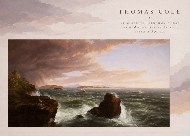 Thomas Cole View Across Frenchman's Bay from Mount Desert Island, After a Squall II No5 - Affiche
