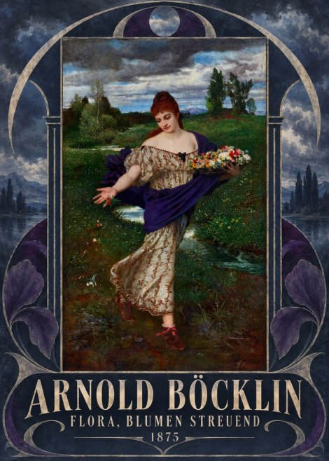 Arnold Böcklin Flora, Blumen Streuend II No6 - Affiche